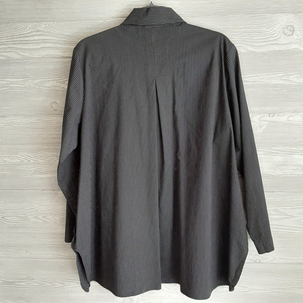 Spirithouse Black Pinstripe Side Button Long Sleeve Tunic Shirt Womens XL - Picture 4 of 11